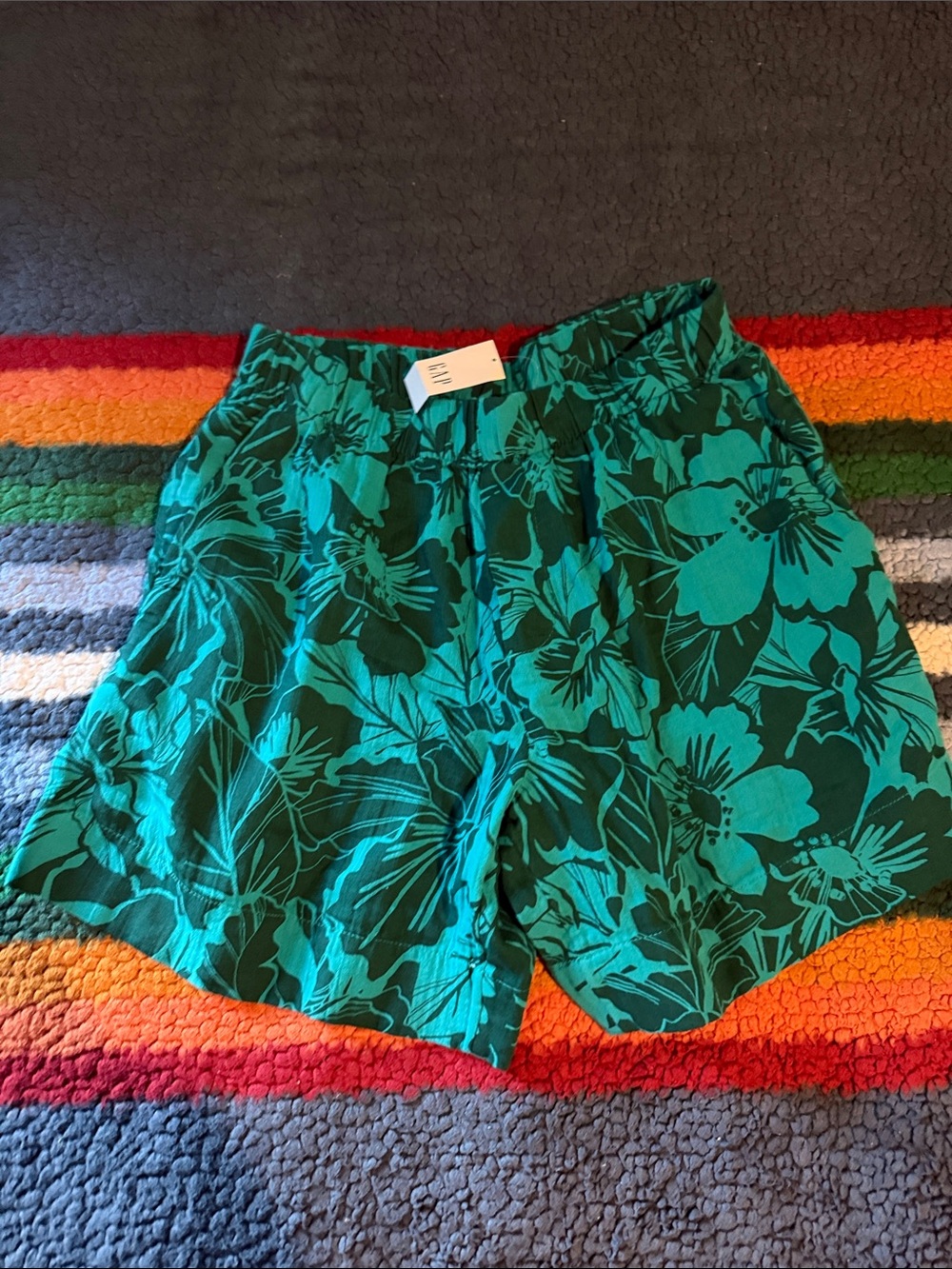 Green Floral Women's Gauze Relaxed Shorts